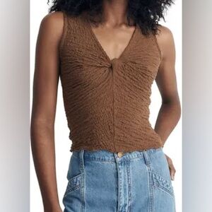 Madewell popcorn knit tank size M Brown Textured Blouse